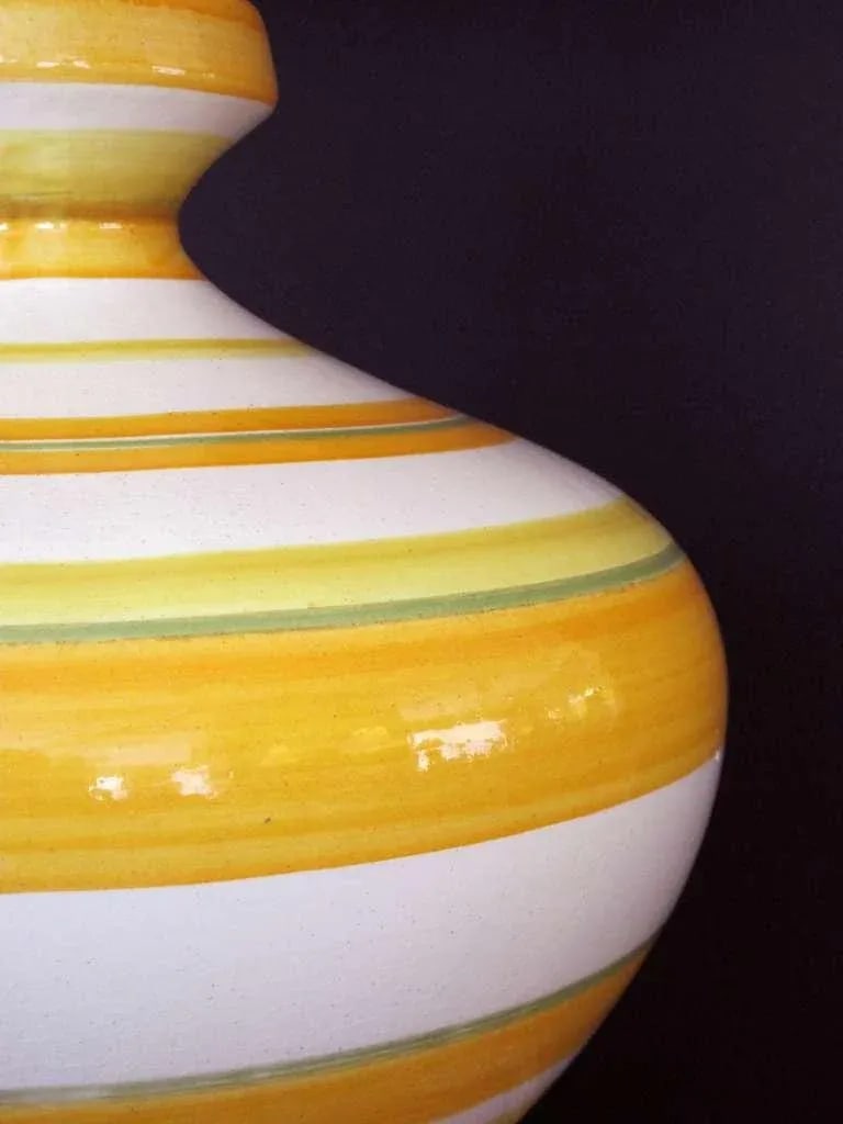 Vibrant & Large-Scaled Italian 1960s Ovoid-Shaped Ceramic Lamps With Bold Horizontal Striping - a Pa - 4