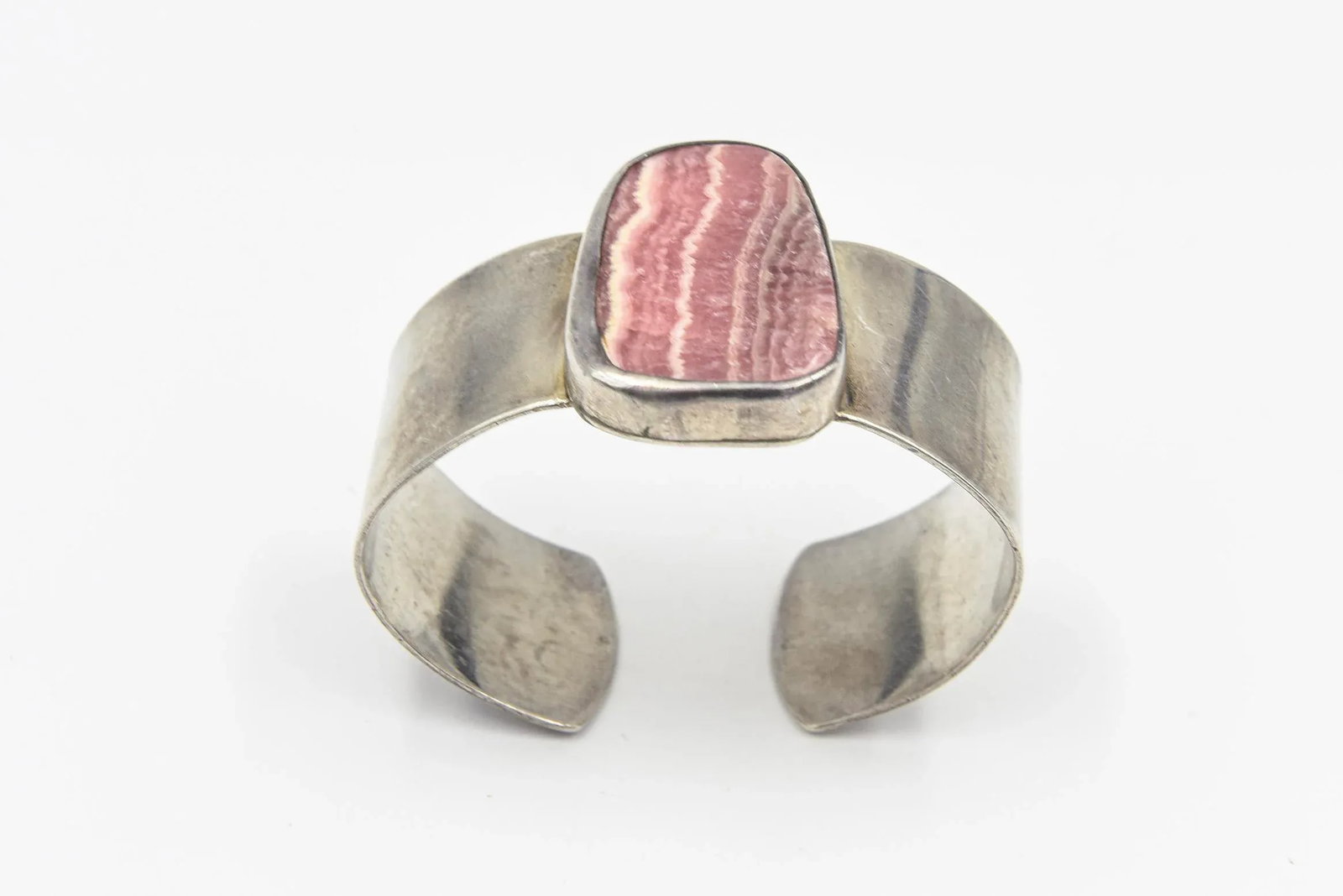 Late 20th Century Native American Sterling Silver and Rhodochrosite Cuff Bracelet - 9