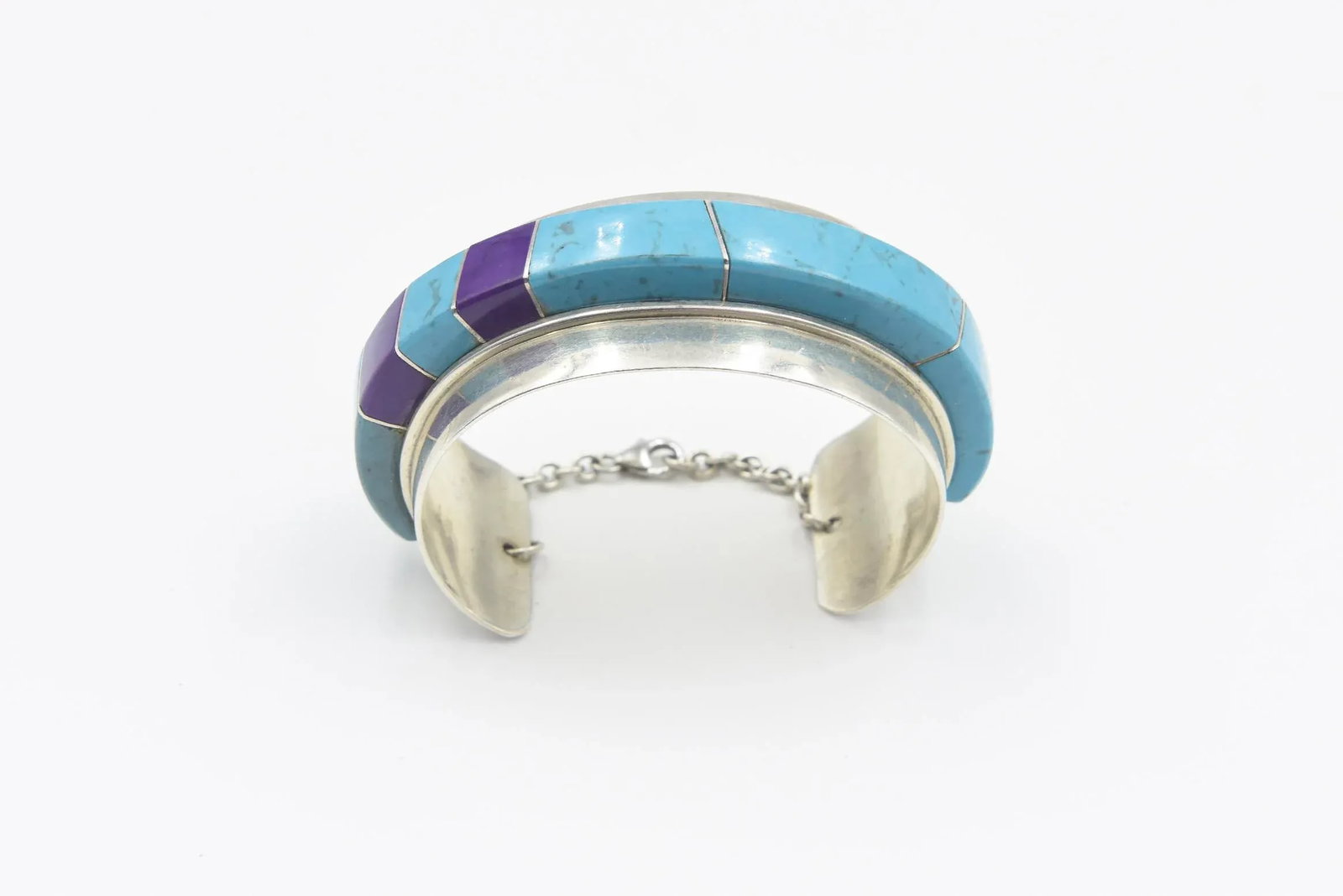 Mid 20th Century Modernist Jack Woolsey Turquoise & Jasper Sterling Silver Cuff Bracelet - 4