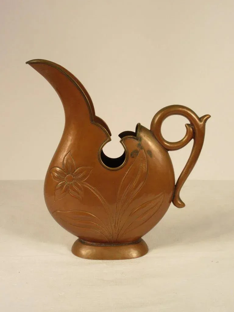 1920s Art Nouveau Copper Pitcher - 4