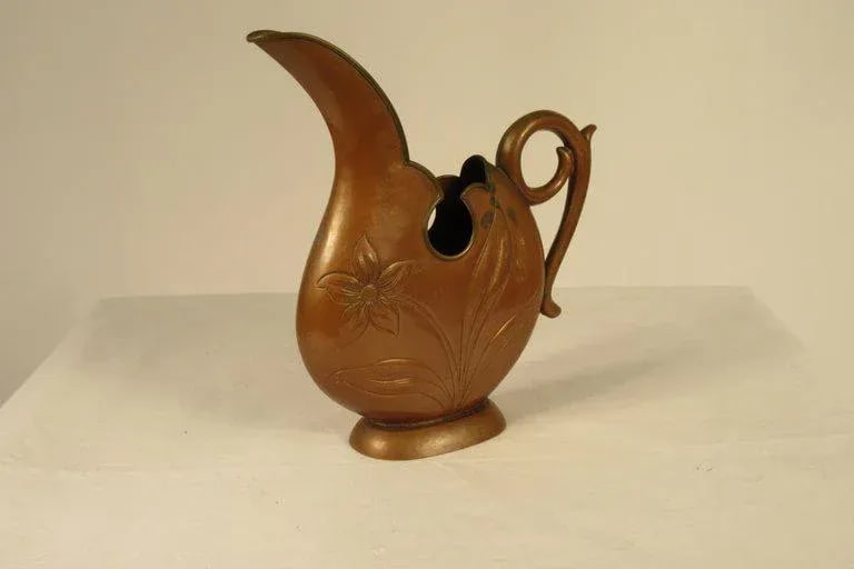 1920s Art Nouveau Copper Pitcher - 5