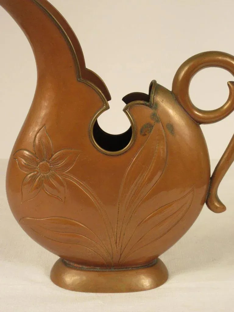 1920s Art Nouveau Copper Pitcher - 7