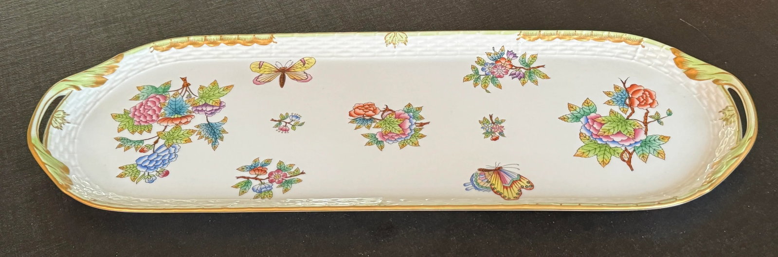 Herend Queen Victoria Green Large Porelain Sandwich Tray - 3