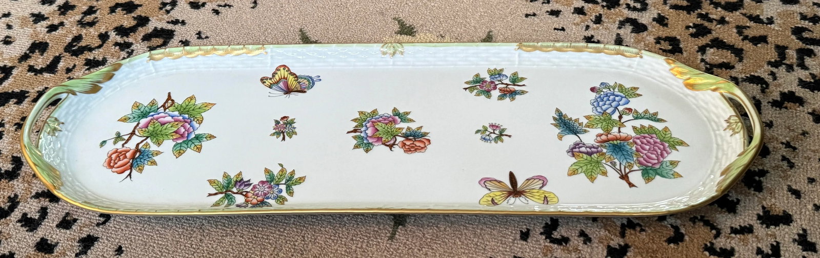 Herend Queen Victoria Green Large Porelain Sandwich Tray - 4