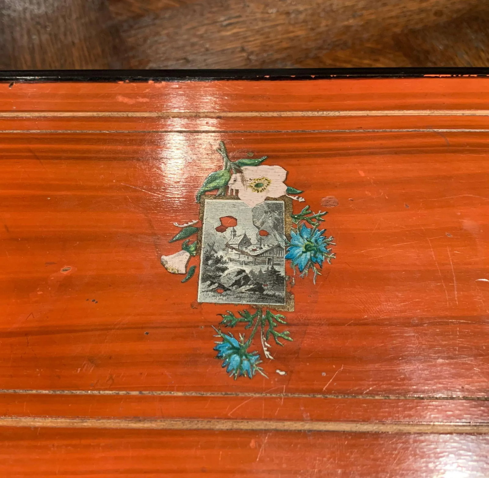 Early 20th Century French Tulip Wood and Painted Four-Song Cylinder Music Box - 7
