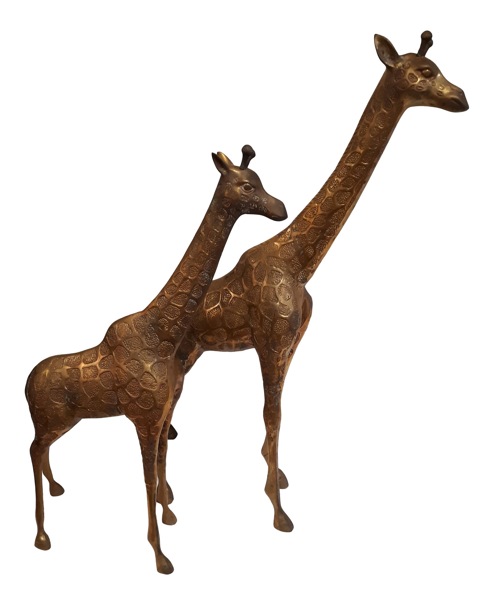 1960s Vintage Brass Giraffe Statues - A Pair: These giraffes have had one owner for at least the past 40 to 50 years. I am unsure of the exact age of these, I've heard differentiating reports, so we'll say 1960's -1970's. These giraffes are in