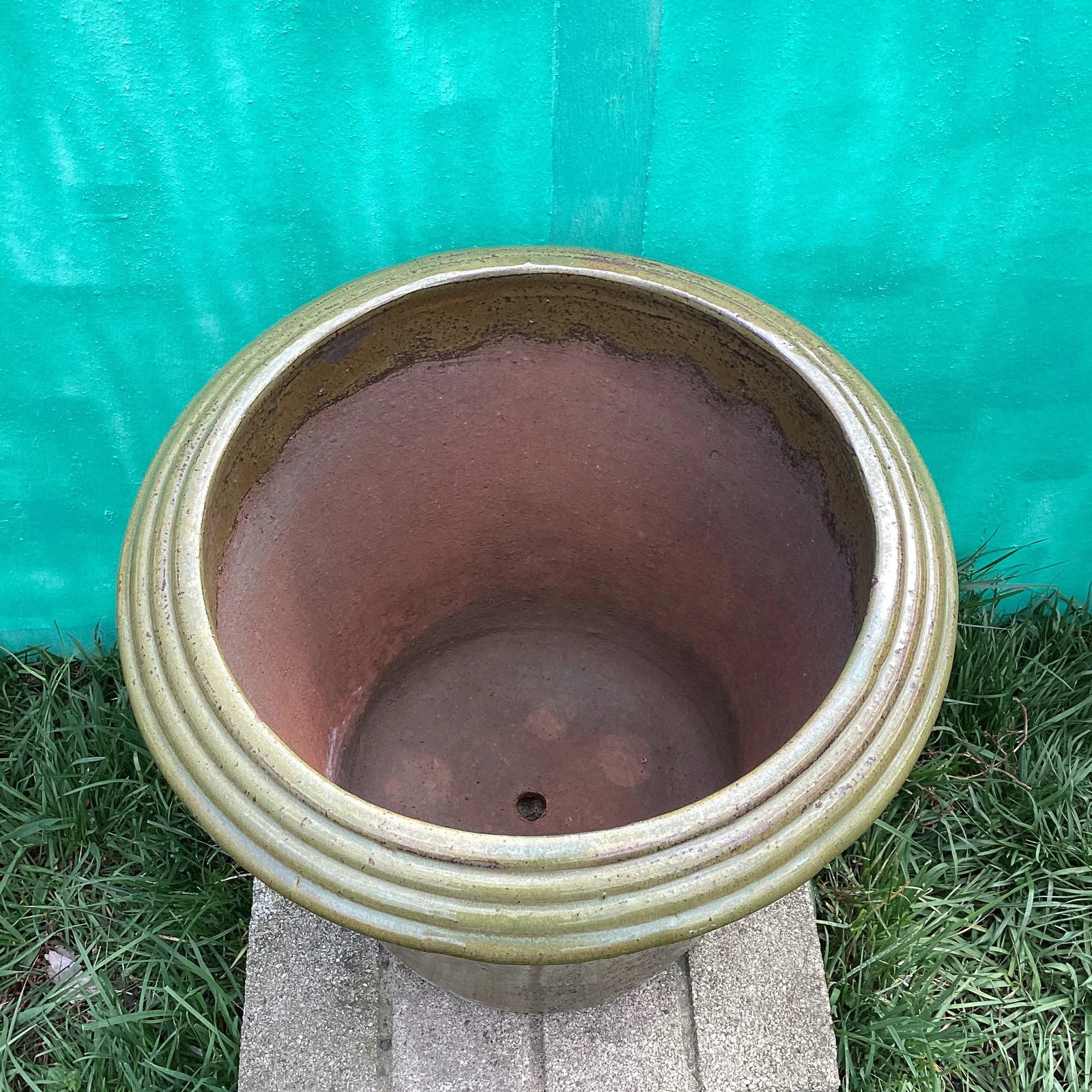 Mid 20th Century Handcrafted Glazed Terra Cotta Red Clay Large Scale Planter - 2