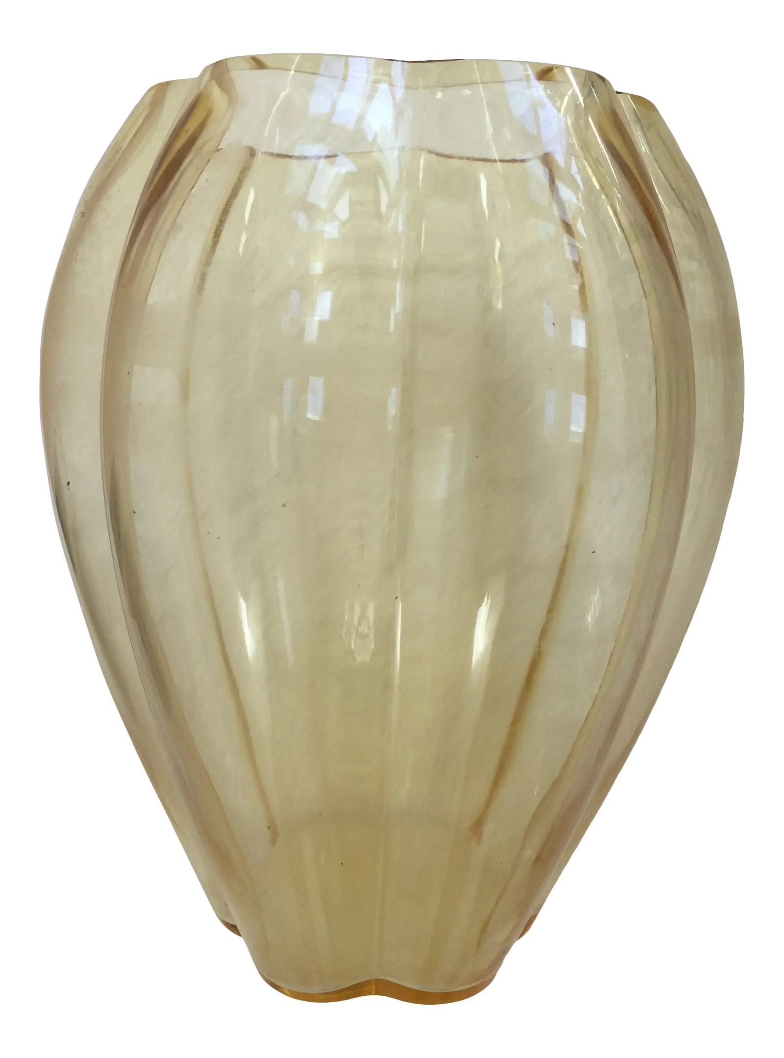George Sakier for Fostoria Glass Company Gold "Lotus" Vase (1 of 6)