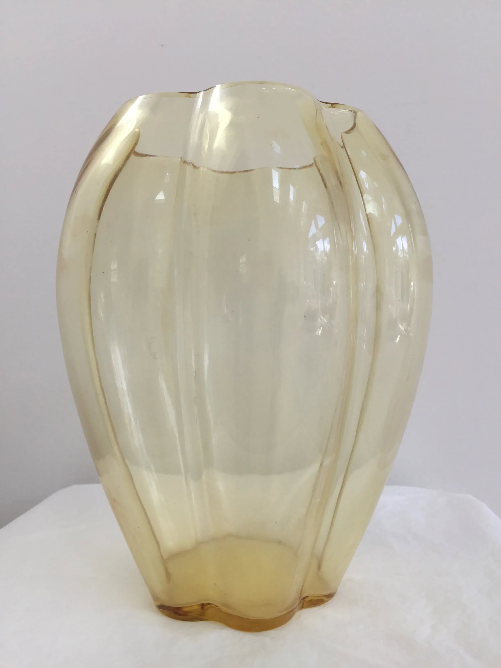 George Sakier for Fostoria Glass Company Gold "Lotus" Vase - 2