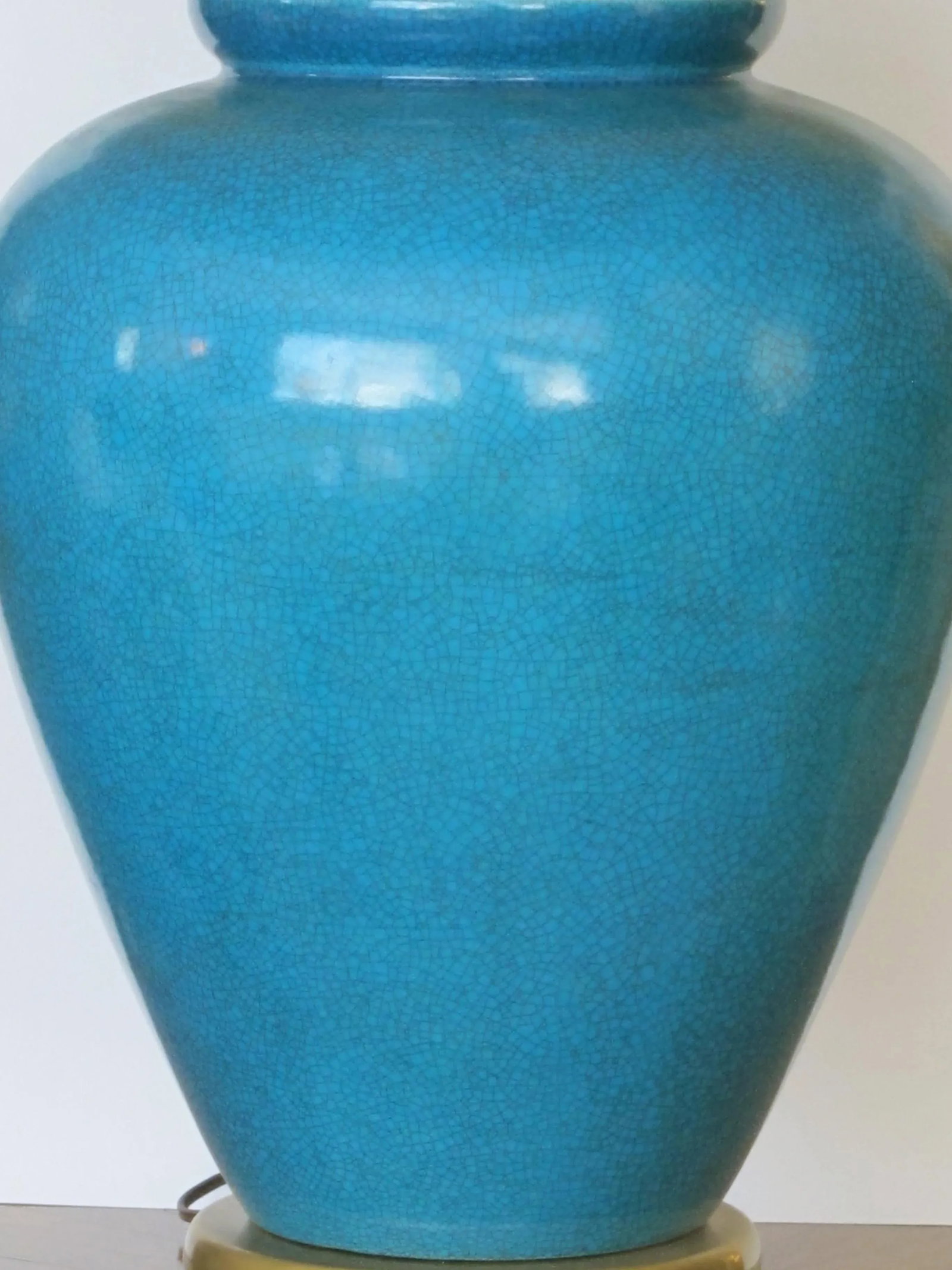 A Striking and Large American 1960's Turquoise Crackle-Glaze Ceramic Lamps by Frederick Cooper - a P - 2