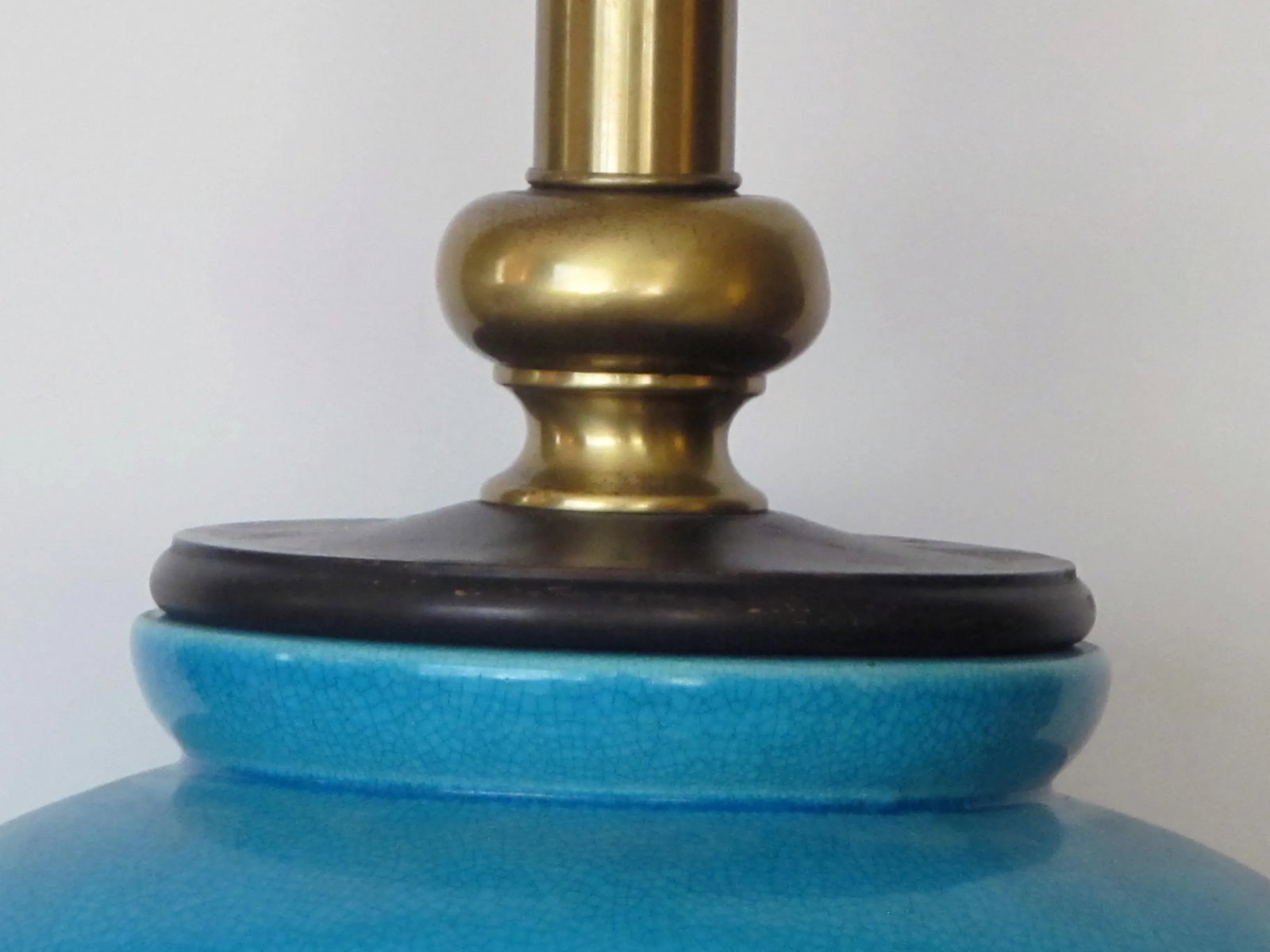 A Striking and Large American 1960's Turquoise Crackle-Glaze Ceramic Lamps by Frederick Cooper - a P - 4