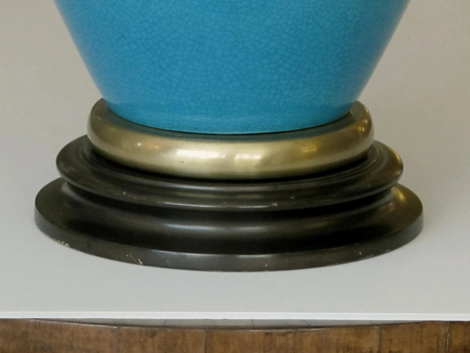 A Striking and Large American 1960's Turquoise Crackle-Glaze Ceramic Lamps by Frederick Cooper - a P - 5