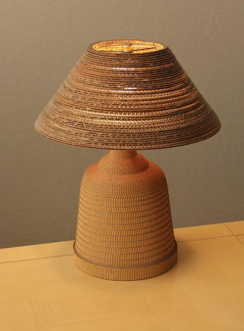 Mid-Century Cardboard Table Lamp, Gregory Van Pelt Frank Gehry Art Style 1960s - 7
