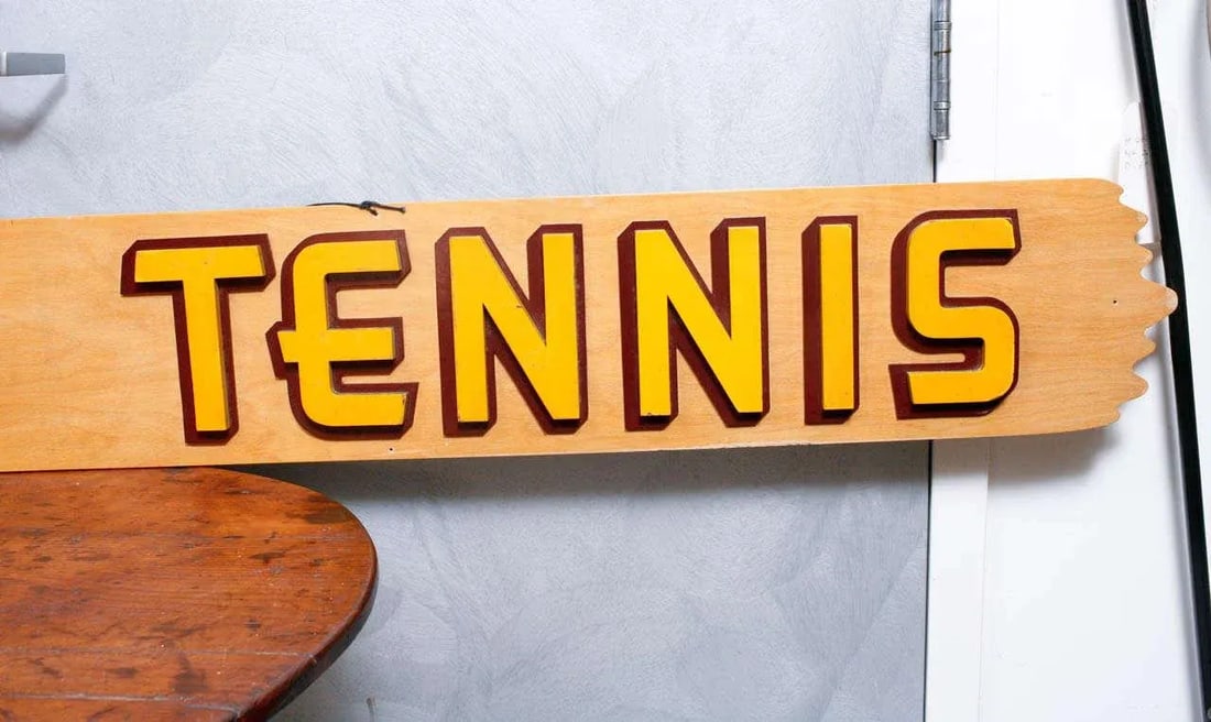 Mid-Century American "Golf & Tennis" Wooden Sign - 2