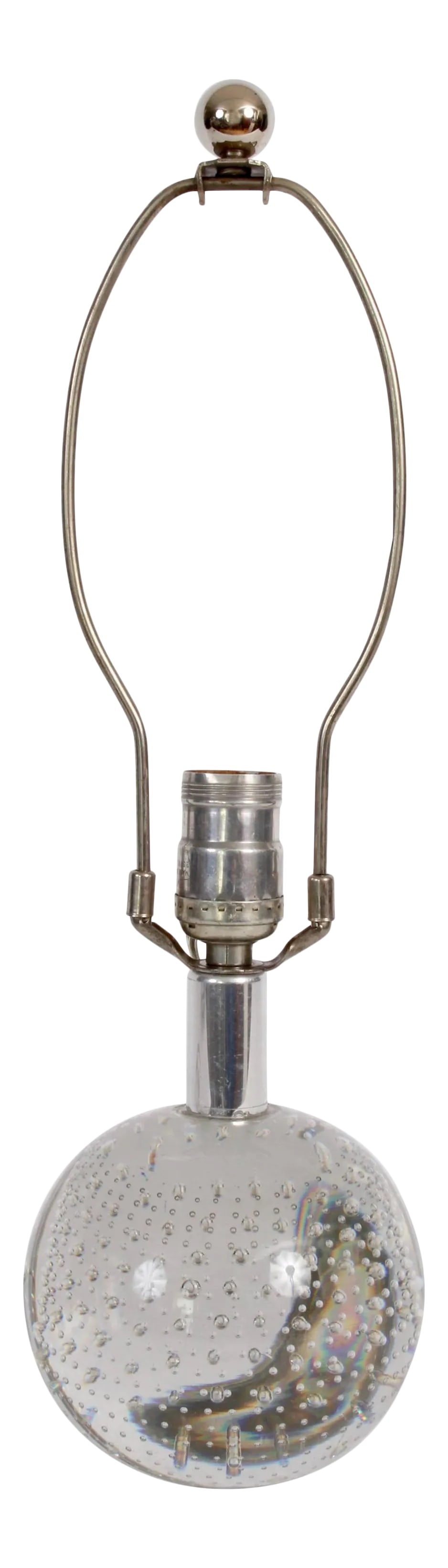 Small Archimede Seguso Bullicante Crystal Ball Table Lamp, 1940's (1 of 6)