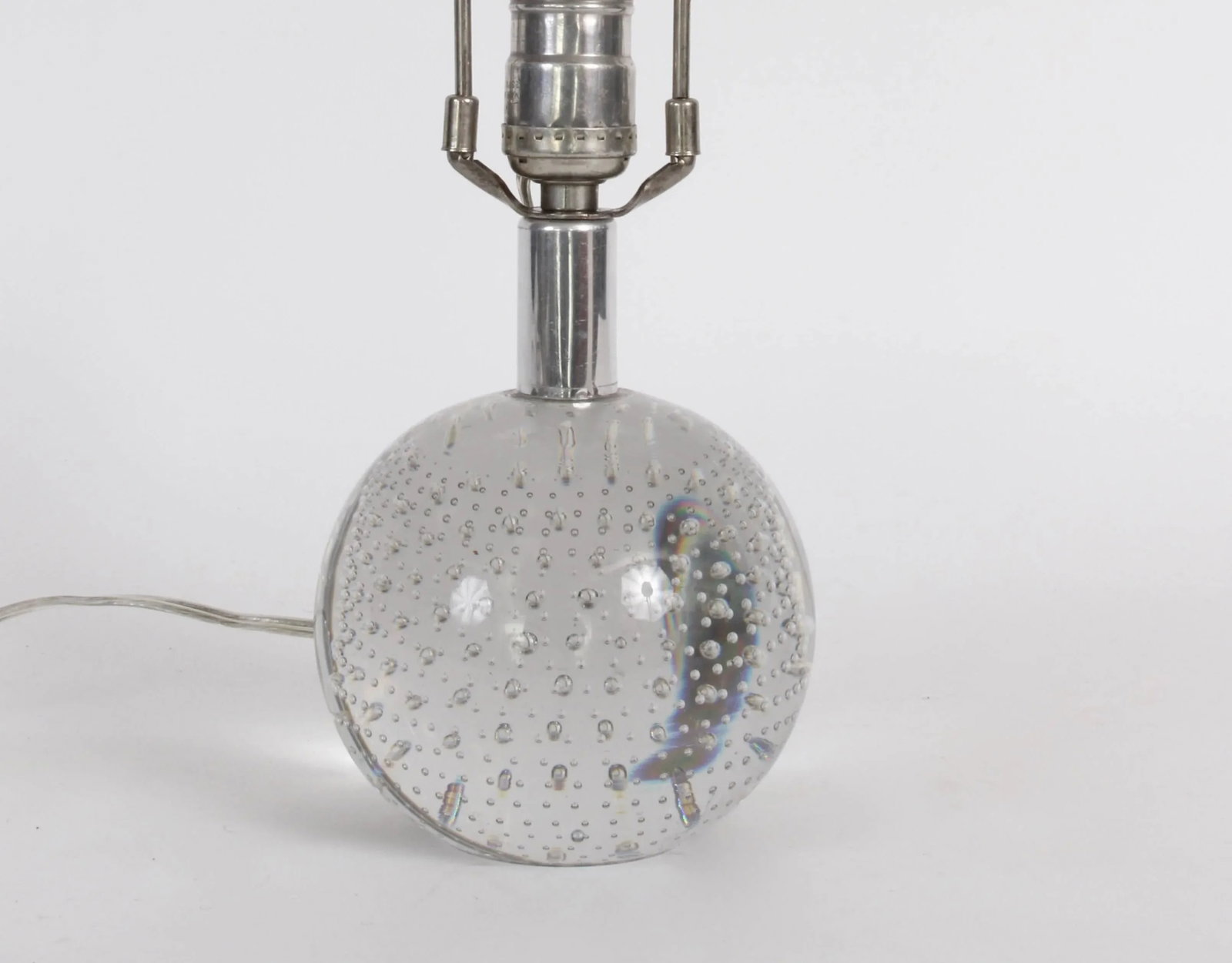 Small Archimede Seguso Bullicante Crystal Ball Table Lamp, 1940's - 2