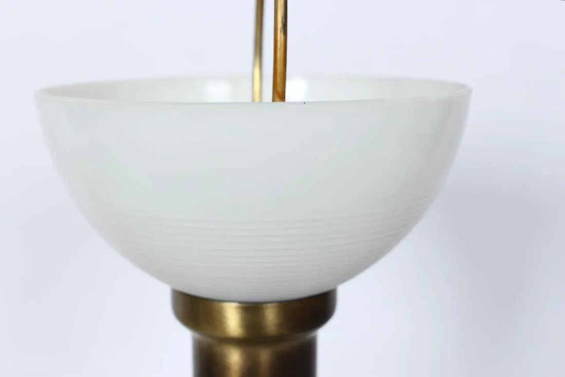 Walter Von Nessen Style Brass Swing Arm Desk Lamp with Pale Green Shade, 1940's - 6