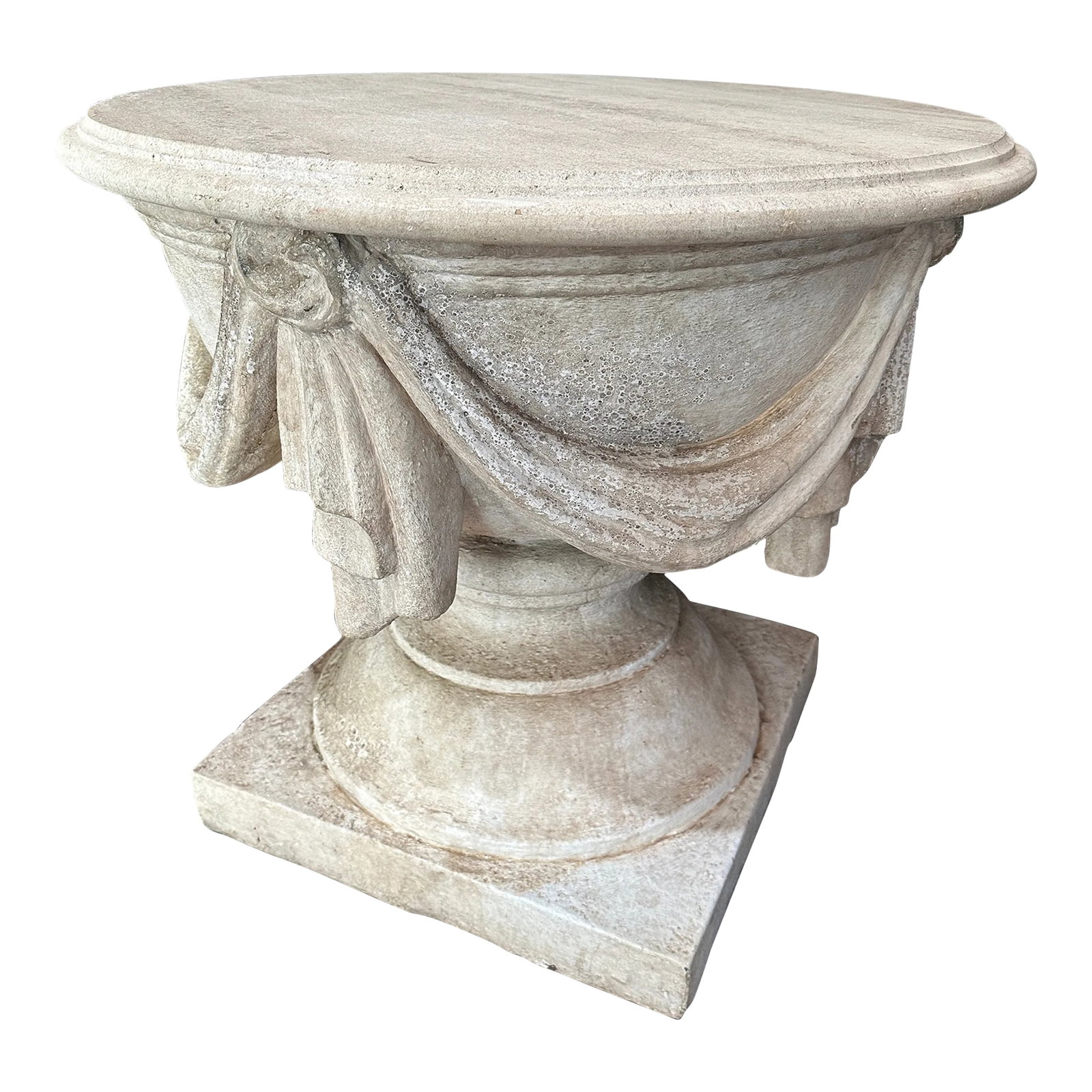 1990s Cache Draped Stone Base with Travertine Top (1 of 7)