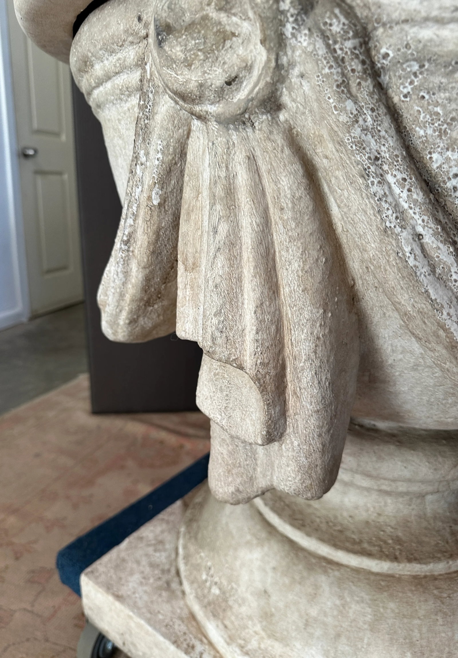 1990s Cache Draped Stone Base with Travertine Top - 4