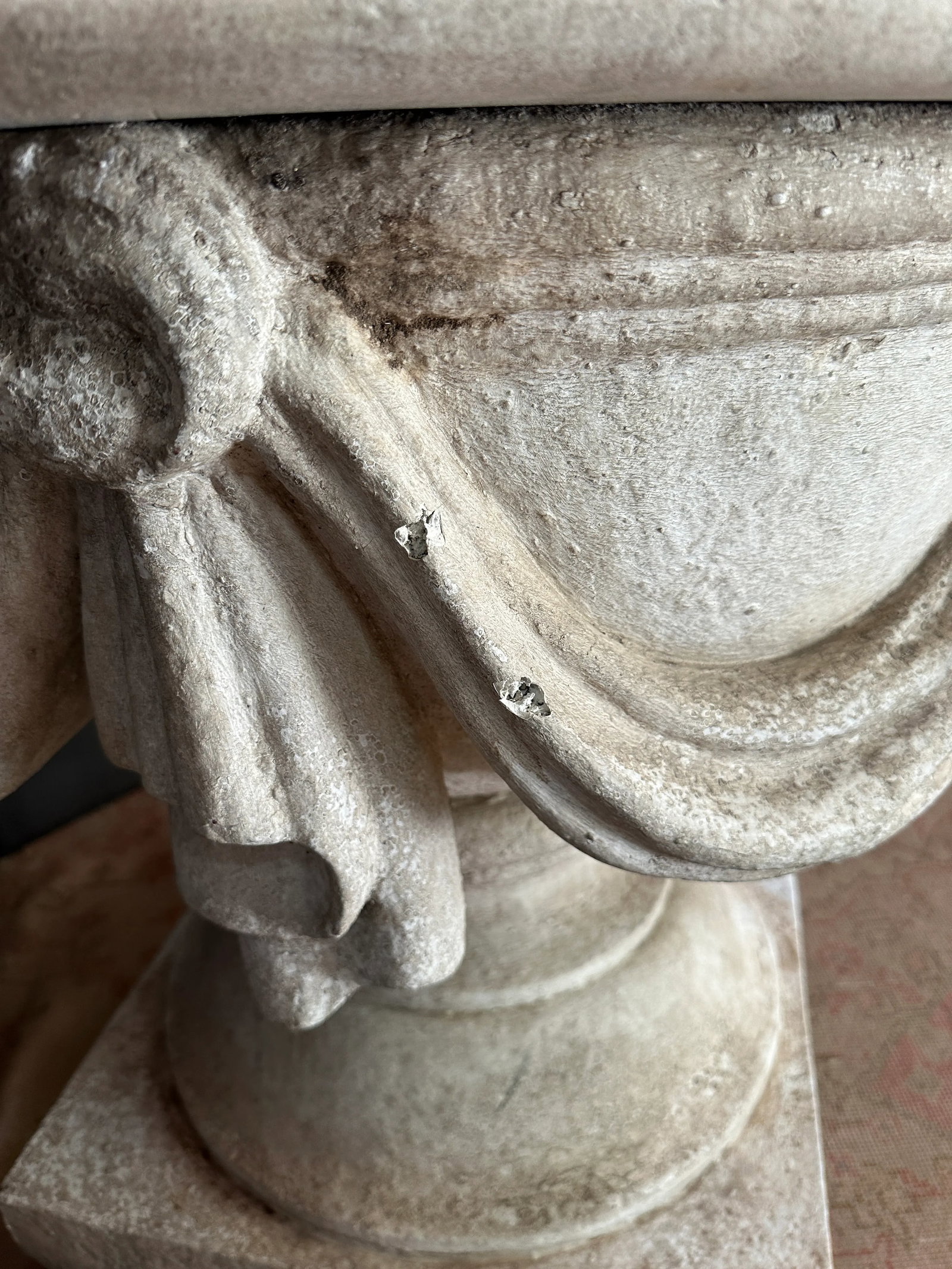 1990s Cache Draped Stone Base with Travertine Top - 7