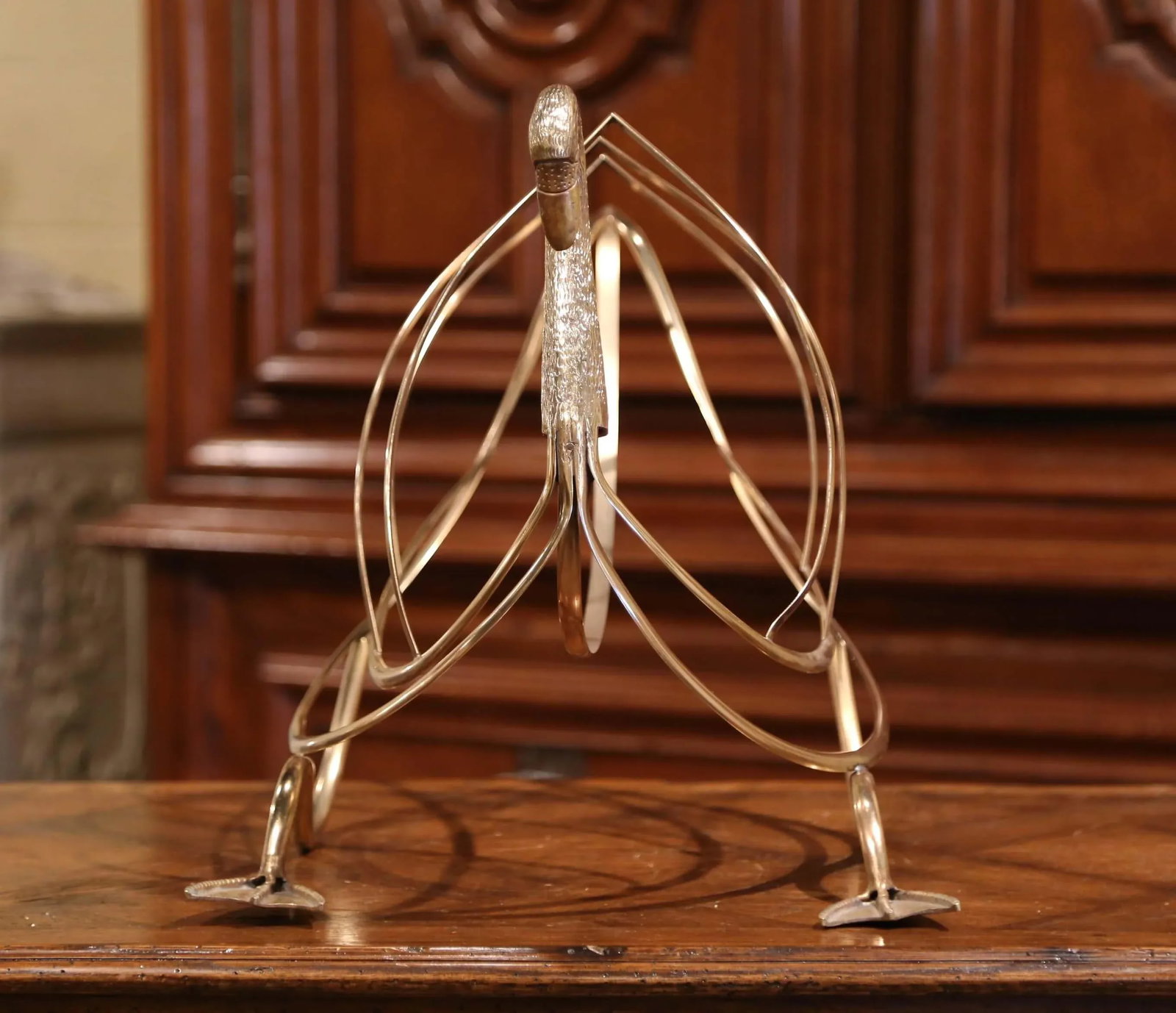 Midcentury French Brass Swan Magazine Rack From Maison Jansen - 6