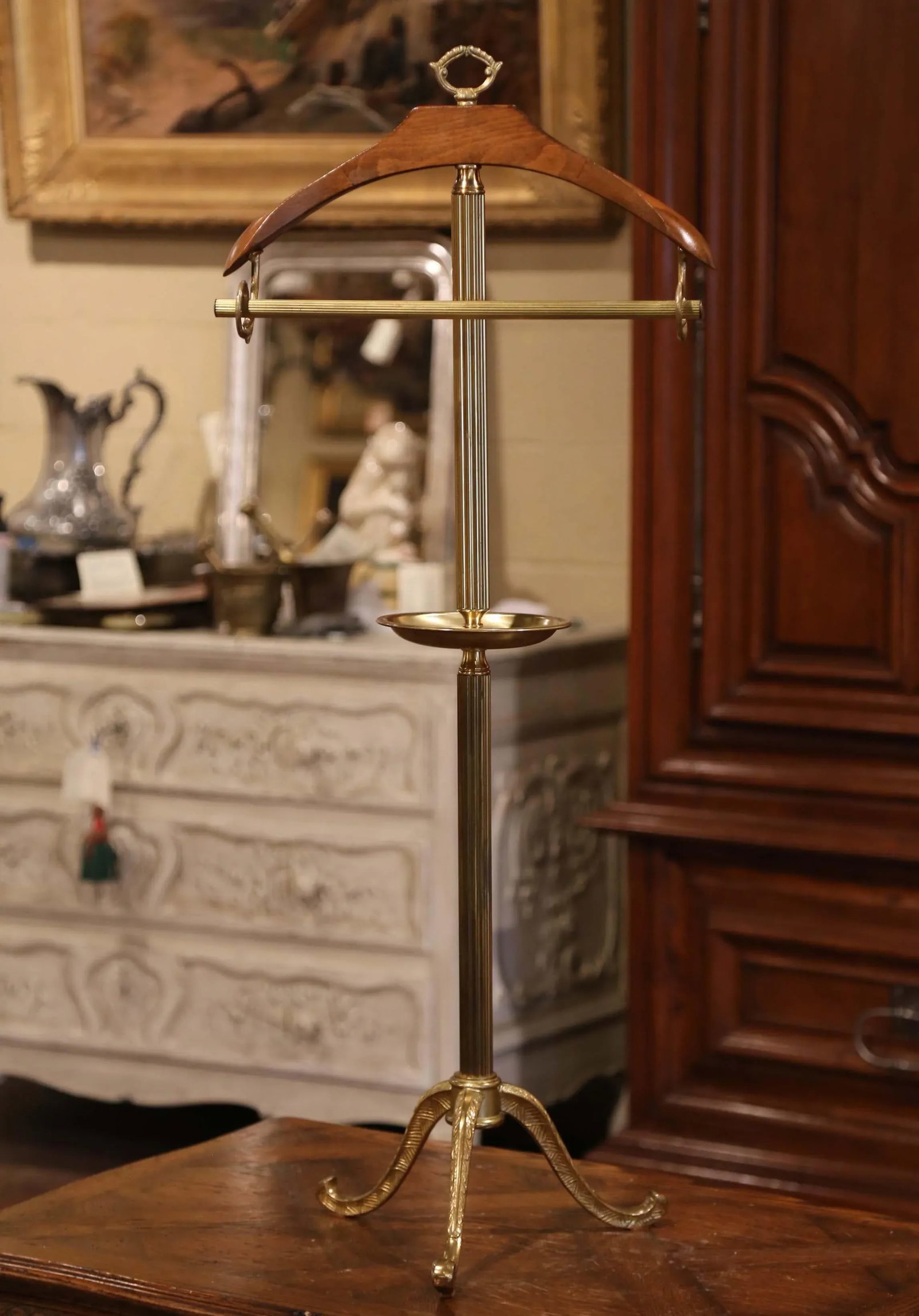 Early 20th Century French Brass and Walnut Gentleman's Valet Stand - 6