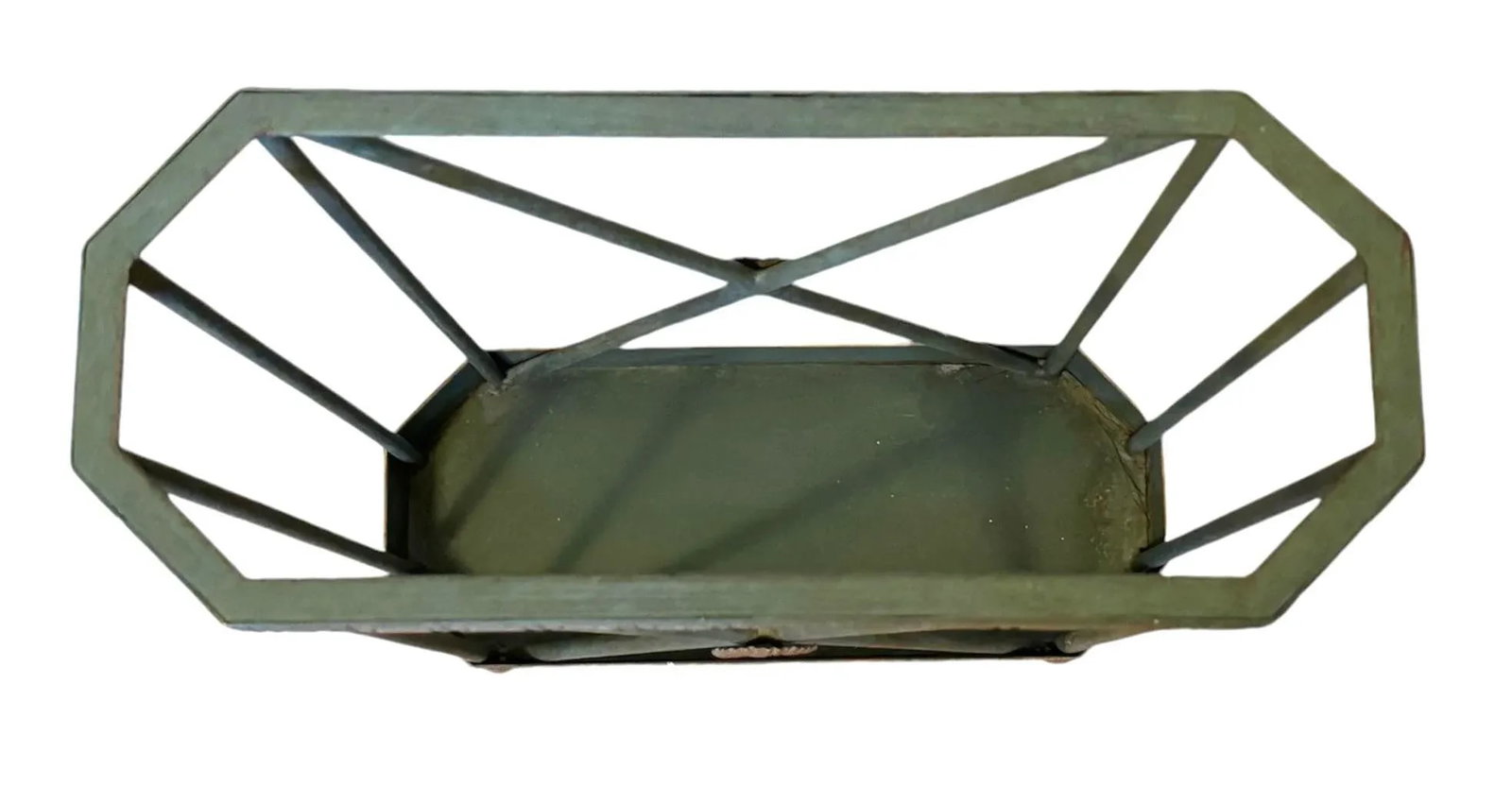 Vintage Green and Gilded Tole Greek Key Umbrella Stand - 7