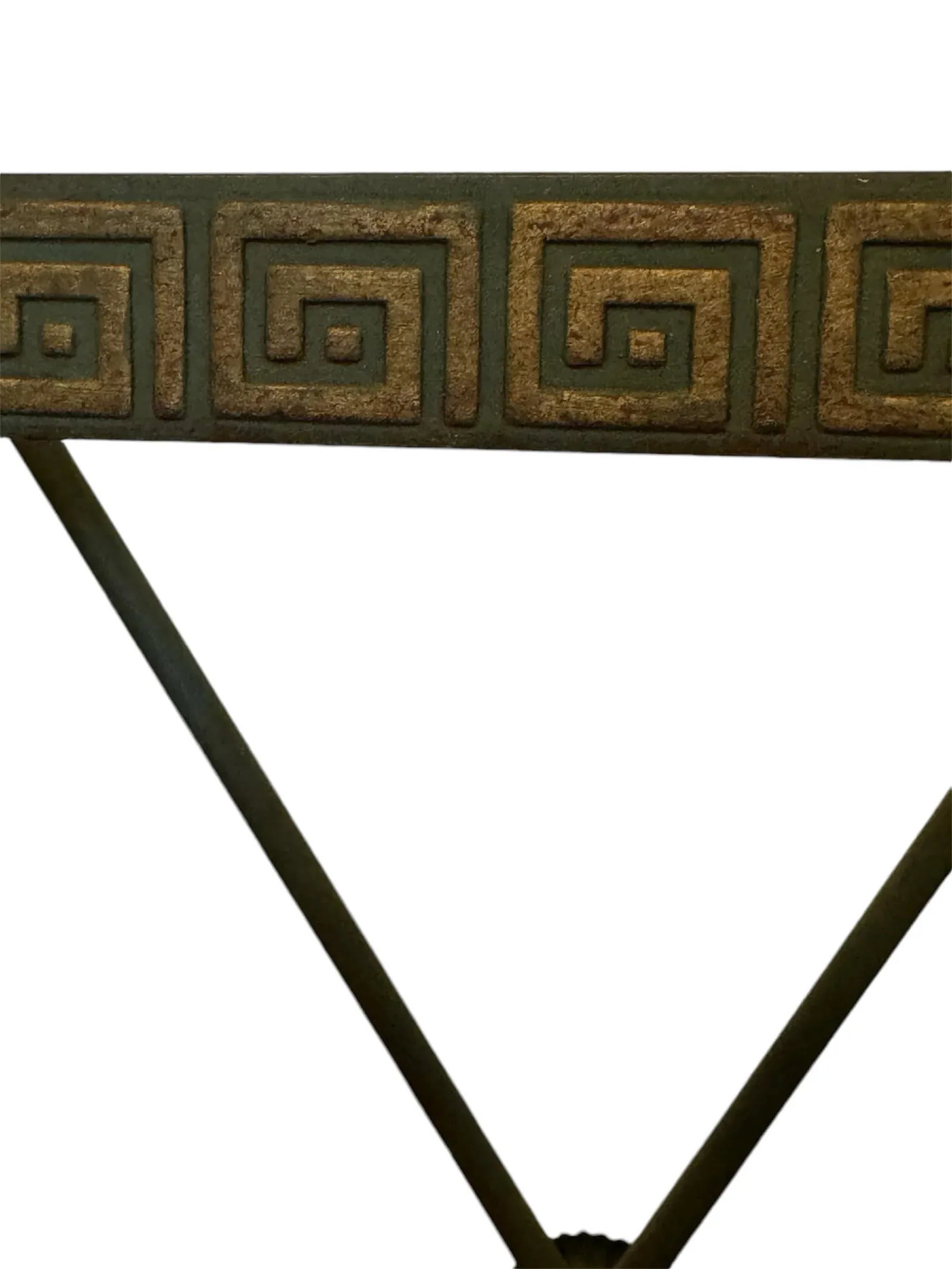 Vintage Green and Gilded Tole Greek Key Umbrella Stand - 8