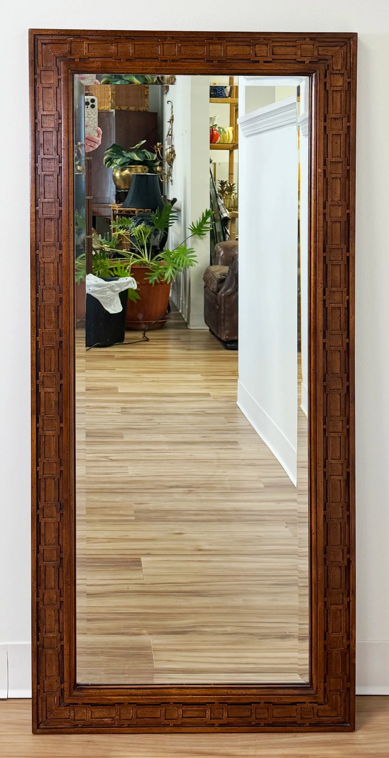 Vintage MCM Carved Wood Mirrors, a Pair - 2