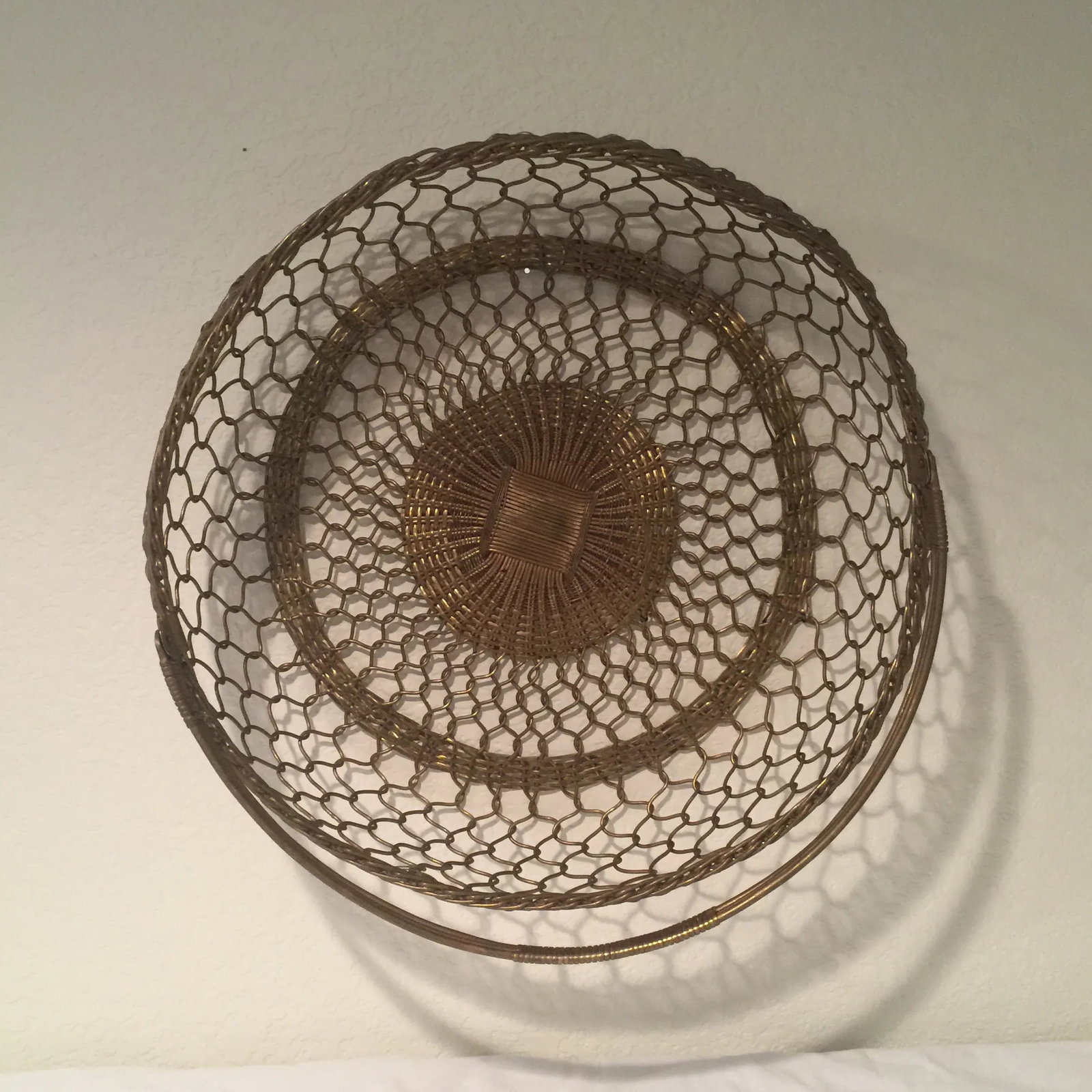 Brass Basket - Rare French Brass Filigree Basket With Handle - 2