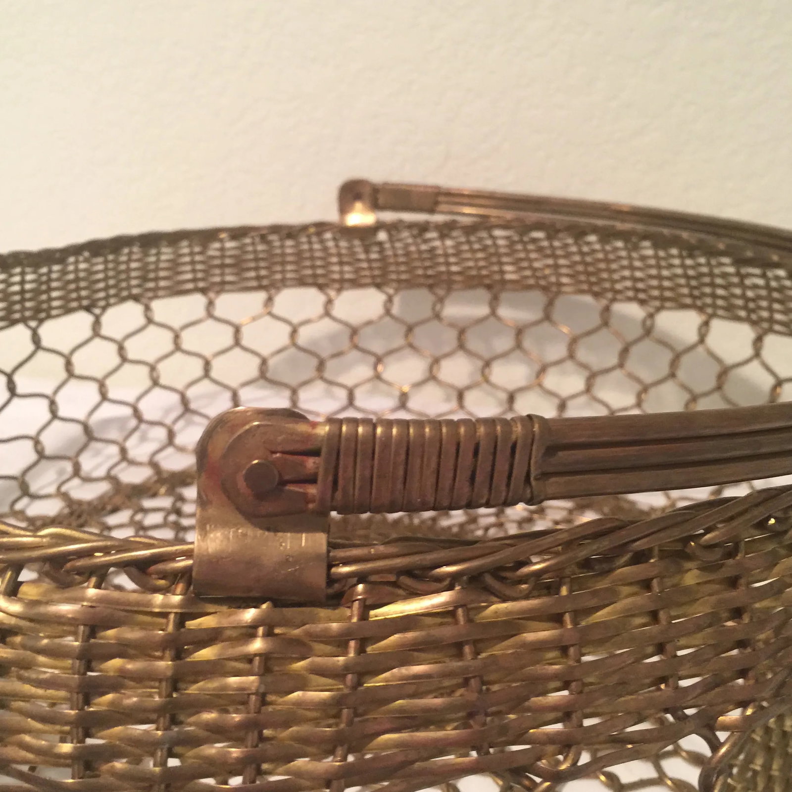 Brass Basket - Rare French Brass Filigree Basket With Handle - 7