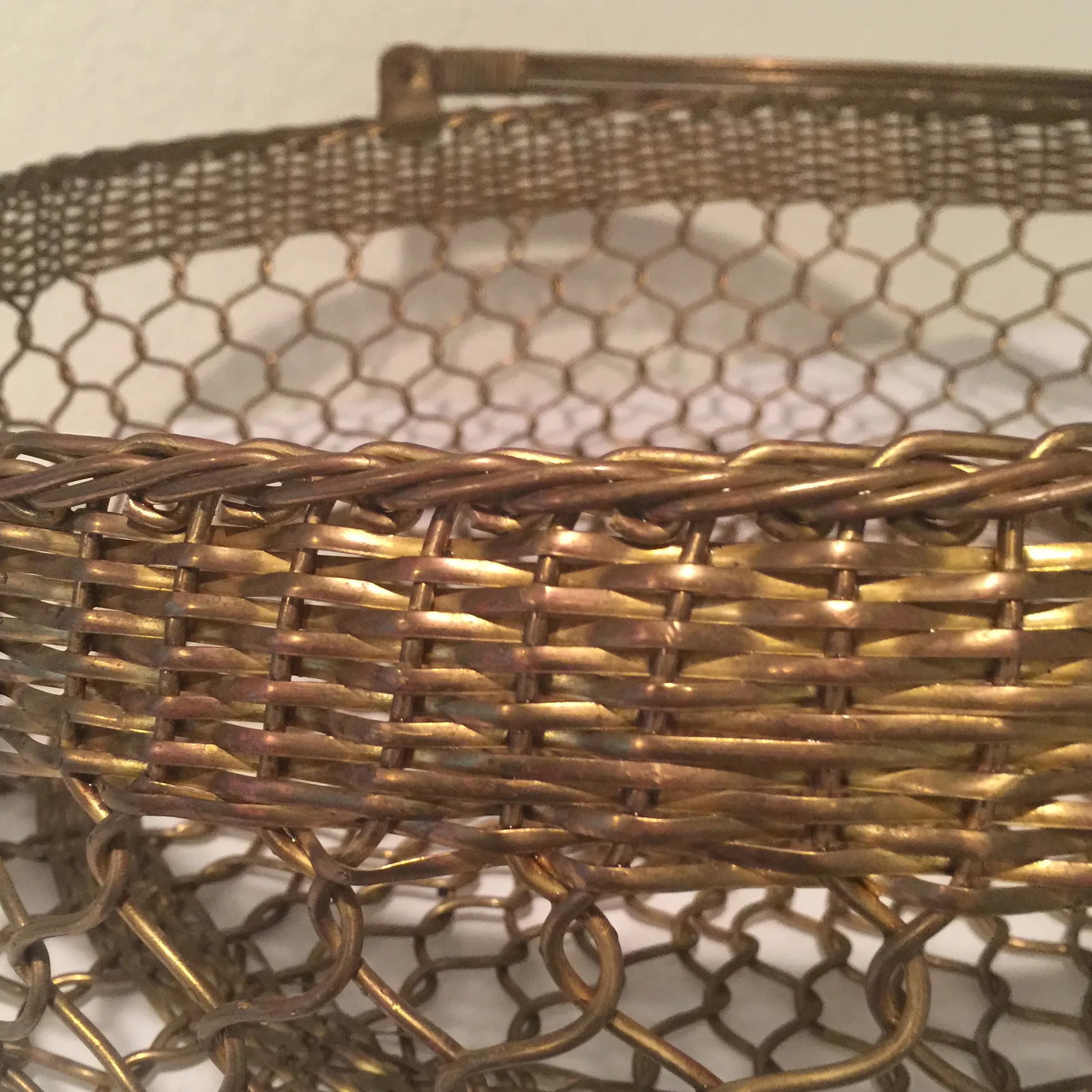 Brass Basket - Rare French Brass Filigree Basket With Handle - 8