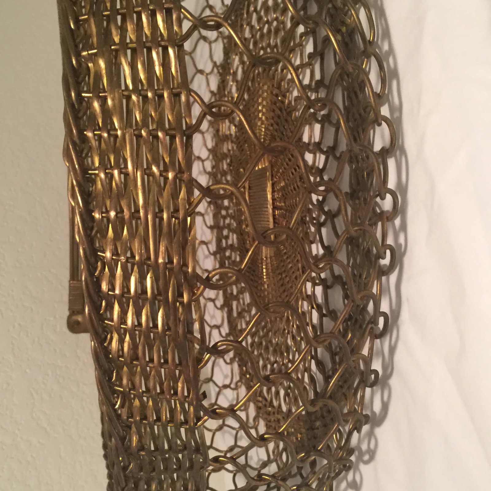 Brass Basket - Rare French Brass Filigree Basket With Handle - 9
