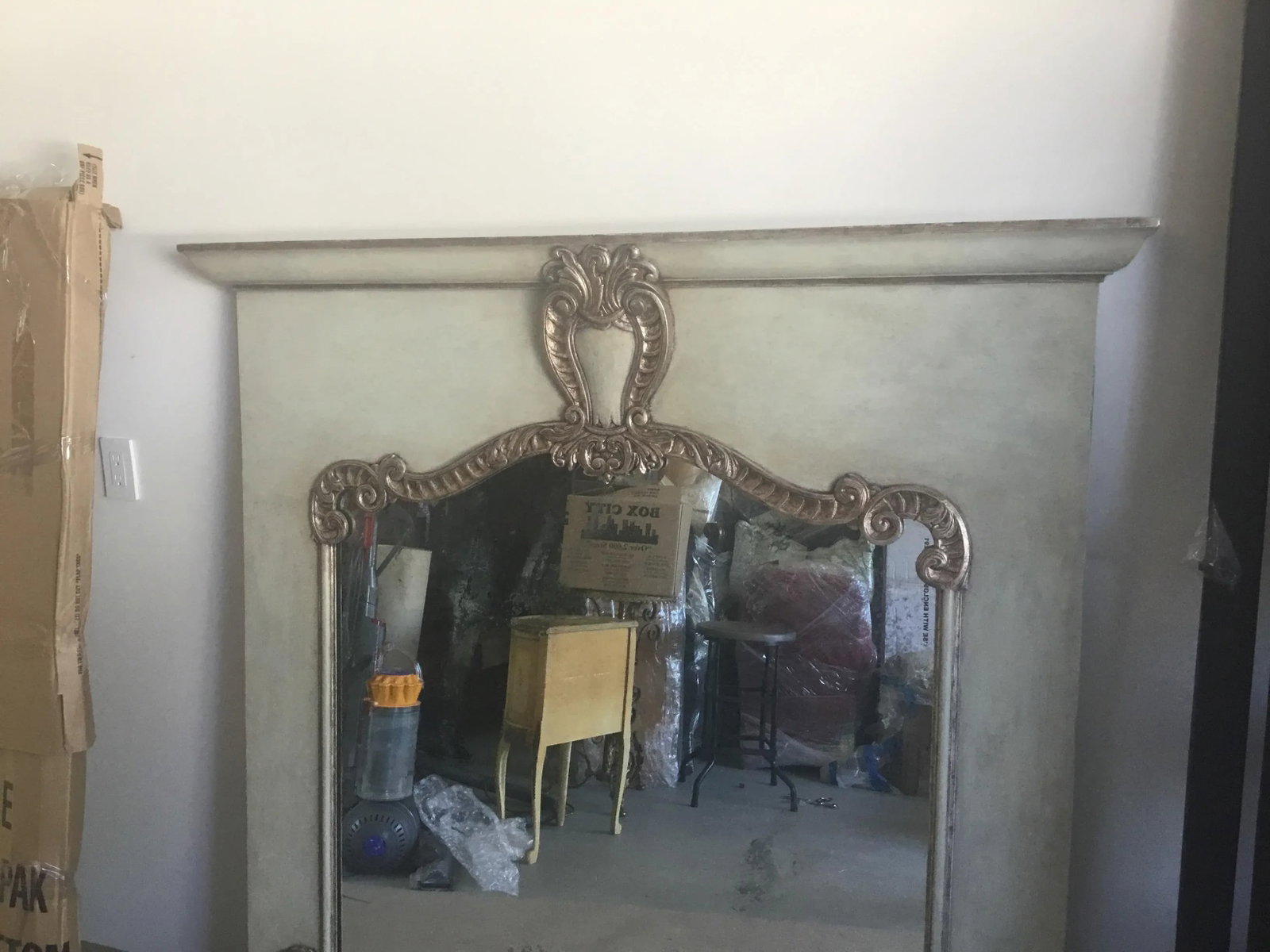 Antiqued Silver Fireplace Frame for a Mirrior - 2