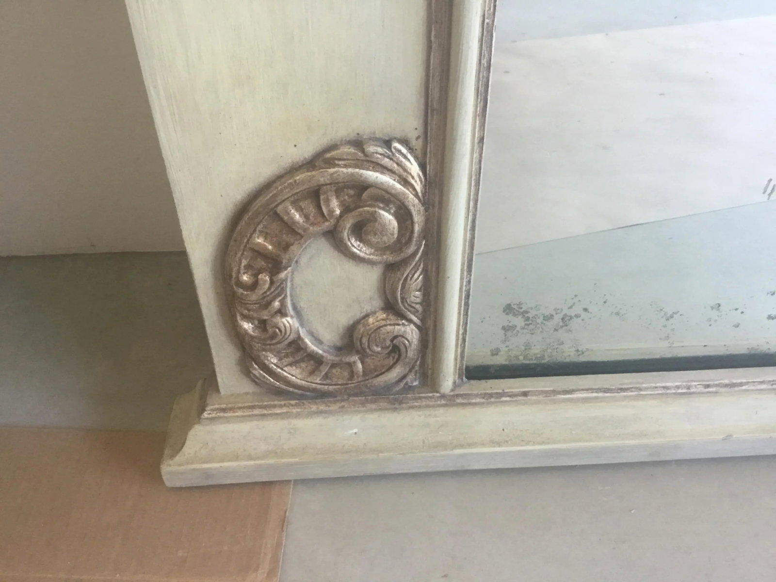 Antiqued Silver Fireplace Frame for a Mirrior - 5