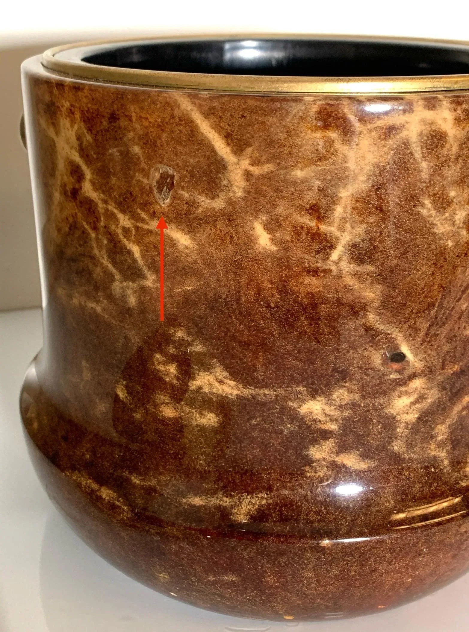 Mid 20th Century Aldo Tura Lacquered Goatskin and Brass Italian Ice Bucket - 3