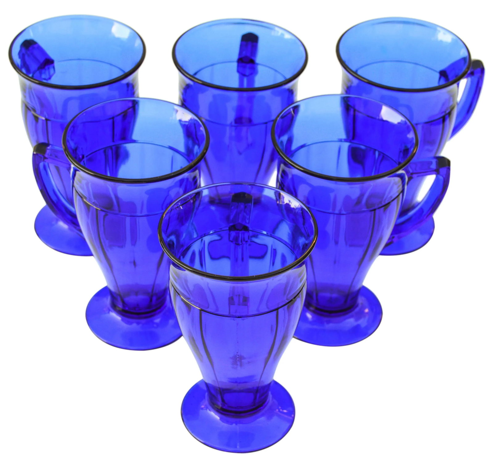 Early 20th Century Mid-Century Blue Glass Set, S/8 - 2