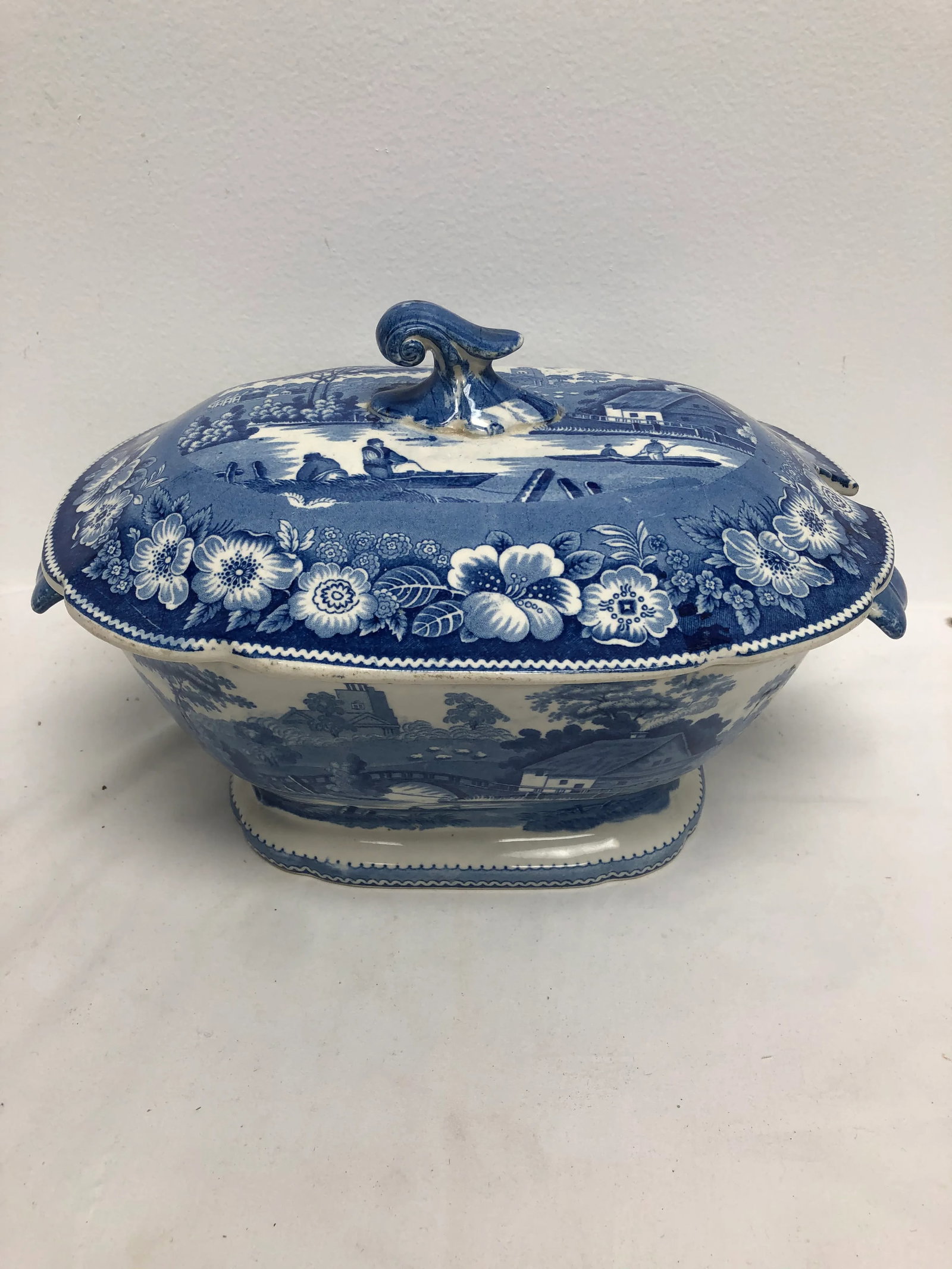 Antique England 1830 "Wild Rose" Transferware Soup Tureen - 12