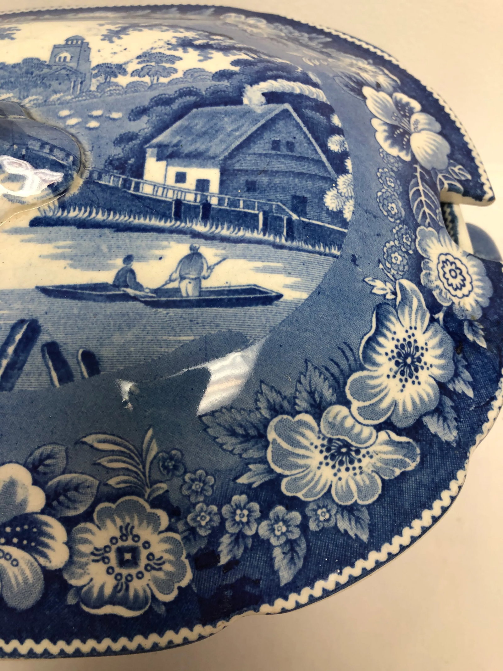 Antique England 1830 "Wild Rose" Transferware Soup Tureen - 4