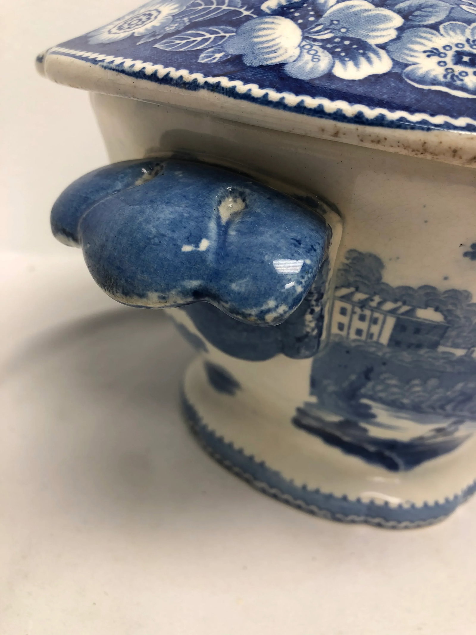 Antique England 1830 "Wild Rose" Transferware Soup Tureen - 5