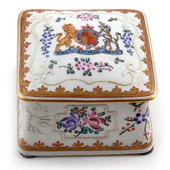 Antique 19th Century p.l. France Limoges Armorial Heraldic Porcelain Jewelry Box - 11