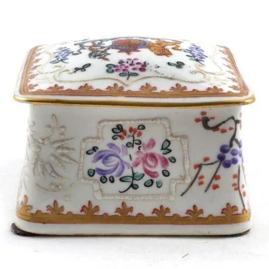 Antique 19th Century p.l. France Limoges Armorial Heraldic Porcelain Jewelry Box - 3