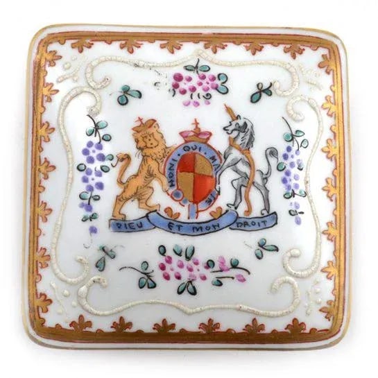 Antique 19th Century p.l. France Limoges Armorial Heraldic Porcelain Jewelry Box - 4