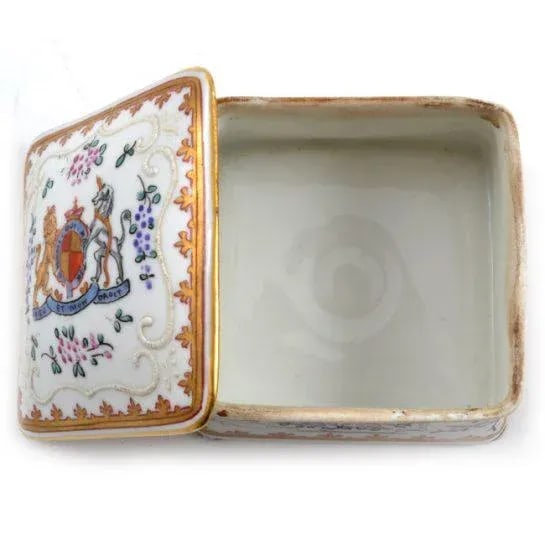 Antique 19th Century p.l. France Limoges Armorial Heraldic Porcelain Jewelry Box - 5