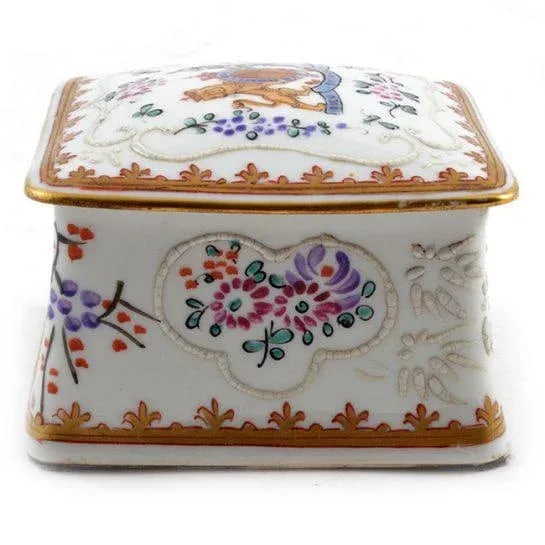Antique 19th Century p.l. France Limoges Armorial Heraldic Porcelain Jewelry Box - 8