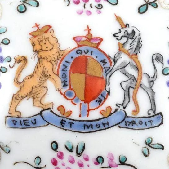 Antique 19th Century p.l. France Limoges Armorial Heraldic Porcelain Jewelry Box - 9