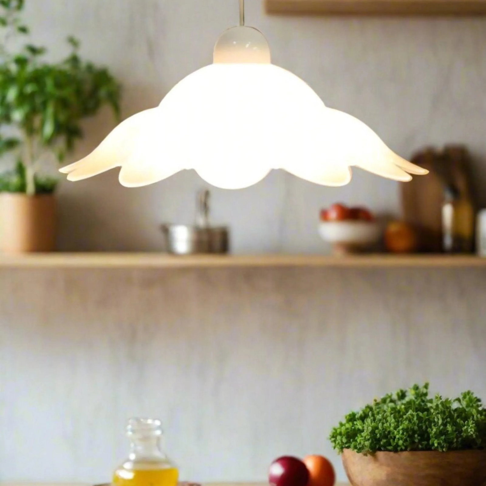 Pink and White Glass Flower Pendant Light | Kromer Leuchten - 5