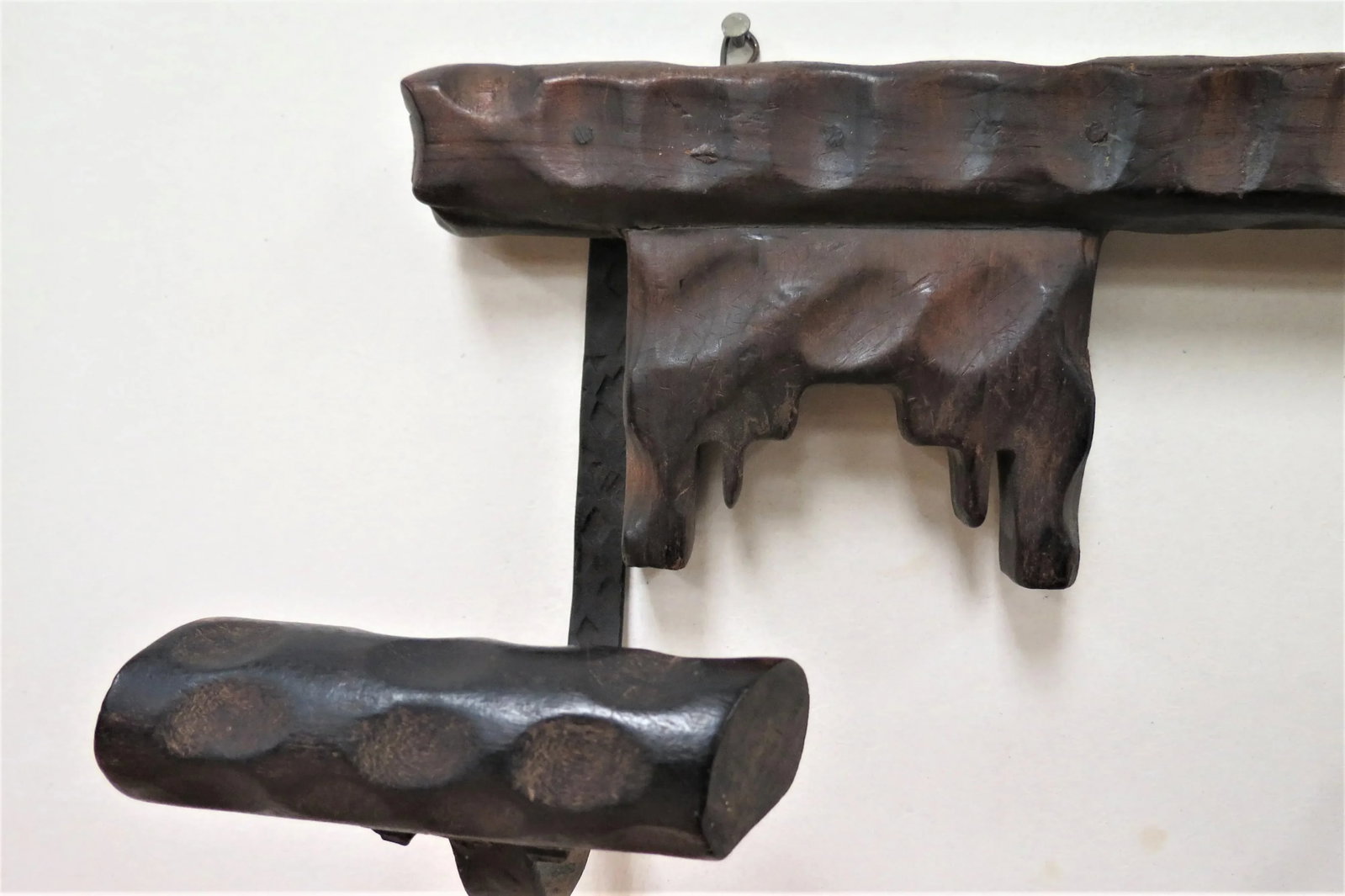 Antique French Oak and Wrought Iron Hat Rack - 6