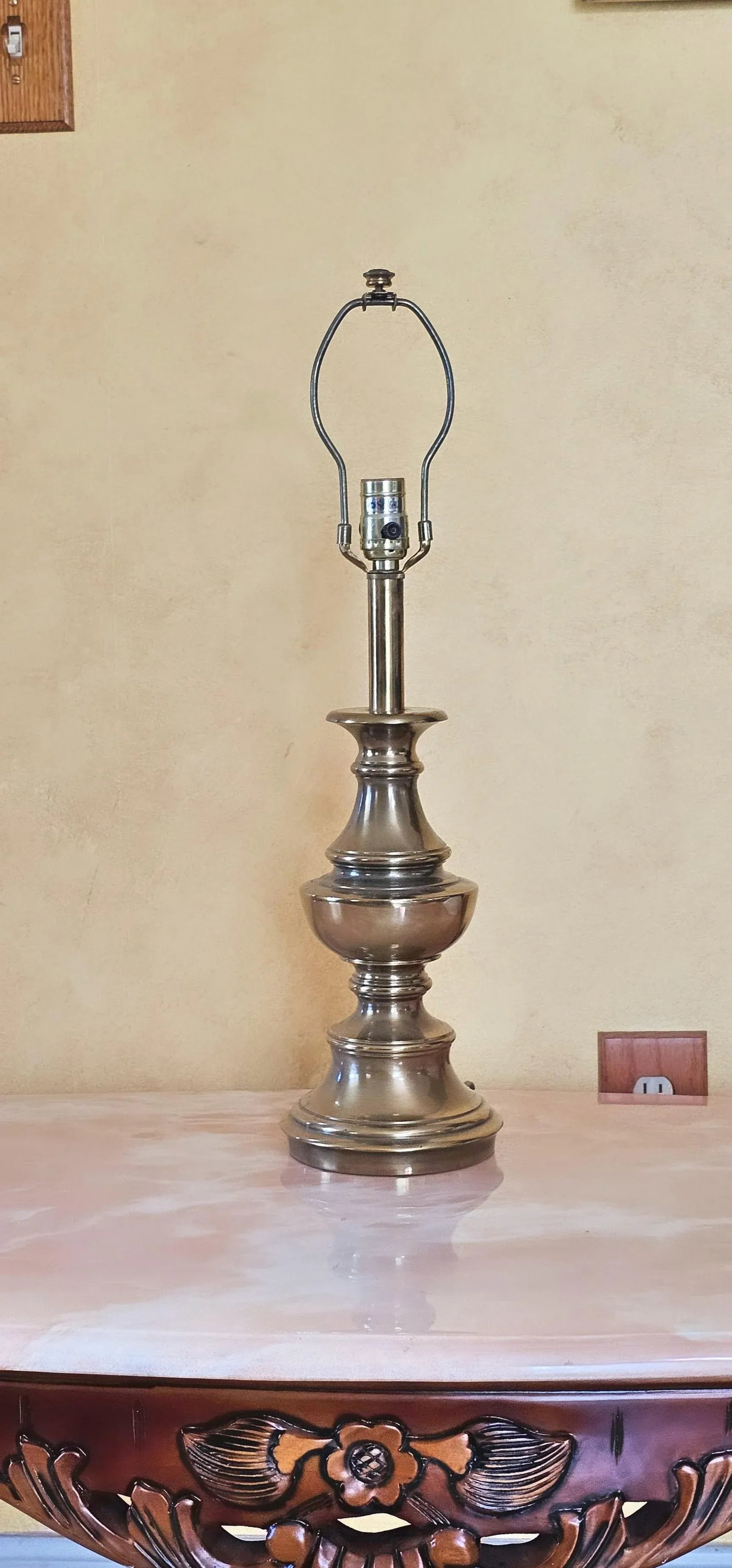 Mid-Century Modern Stiffel Brass Table Lamp With Shade - 7