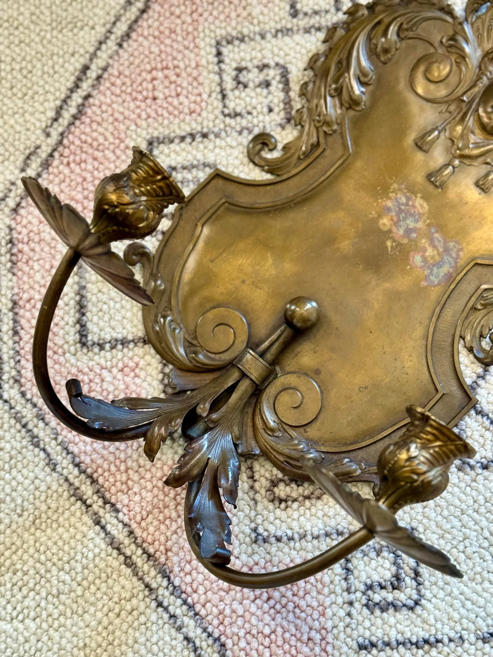 Antique Brass Candle Wall Sconce - 3